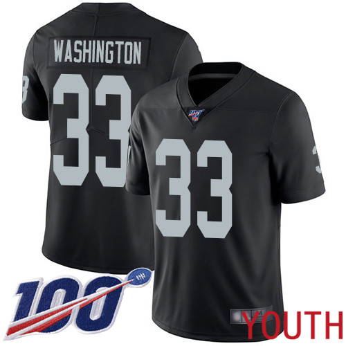 Oakland Raiders Limited Black Youth DeAndre Washington Home Jersey NFL Football #33 100th Jersey->youth nfl jersey->Youth Jersey